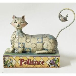 Jim Shore Heartwood Creek 2006 Patience Cat Figure With Bird V4006926
